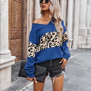 [3Packs] V Neck Leopard Sweater